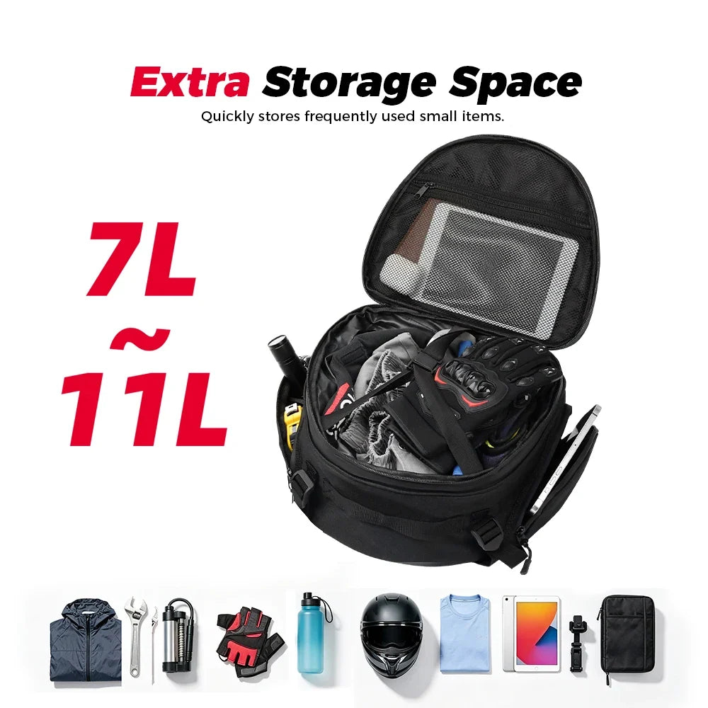 KEMIMOTO Motorcycle Tail Bag – Waterproof Expandable Rear Bag
