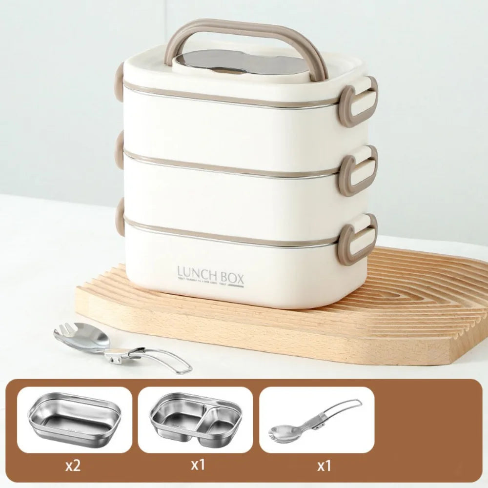 Stainless Steel Thermal Lunch Box Set – Stackable & Insulated