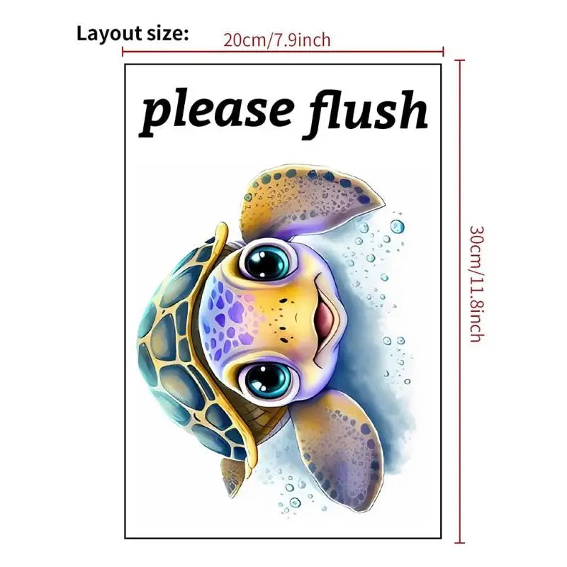 Funny Turtle Please Flush Toilet Sticker – Waterproof Decal