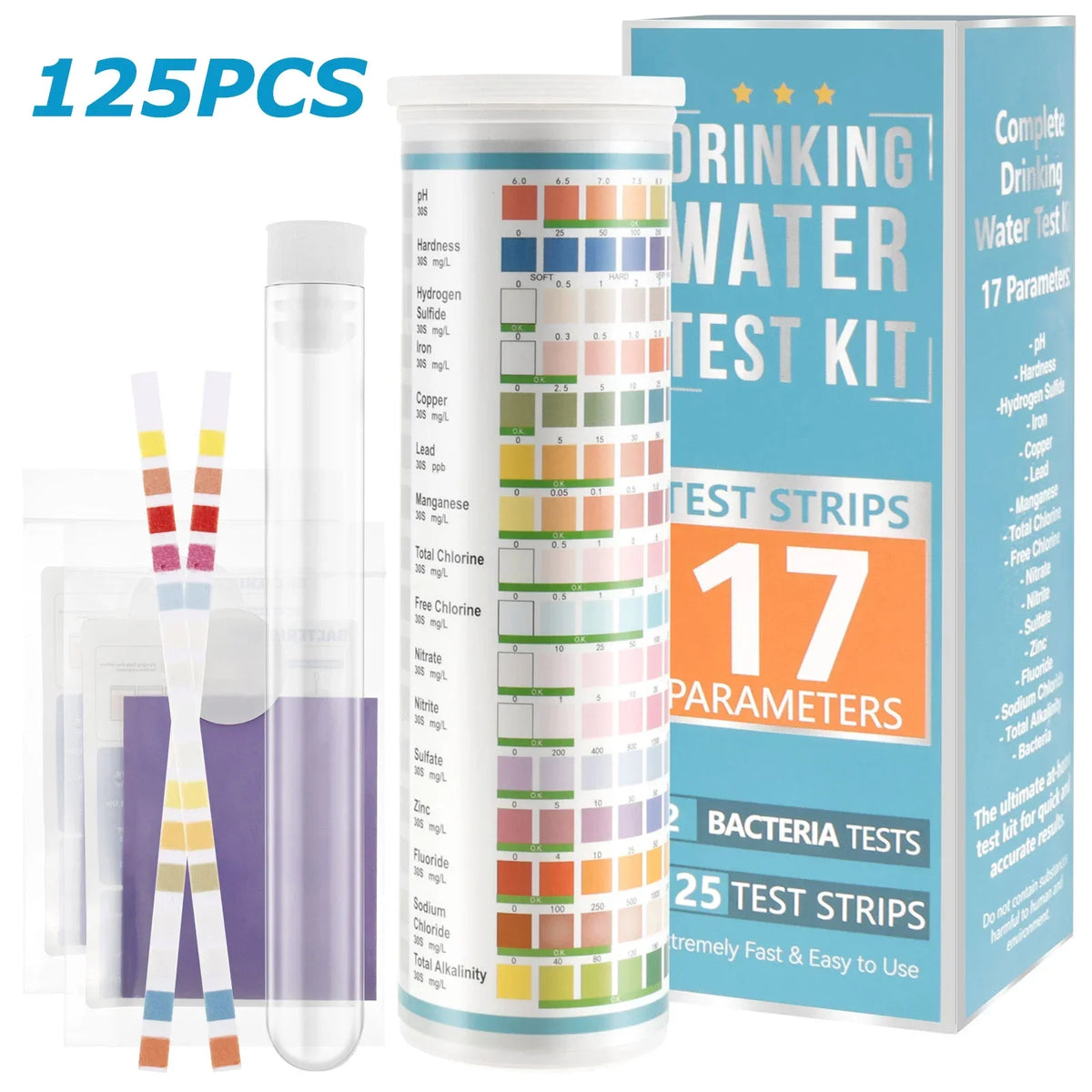 125pc 7-in-1 Water Quality Test Strips – Aquarium & Pond Kit