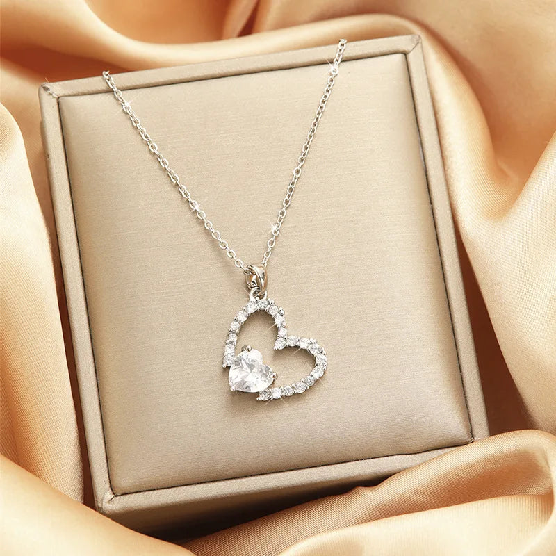 Women's Heart Pendant Clavicle Necklace – Stainless Steel