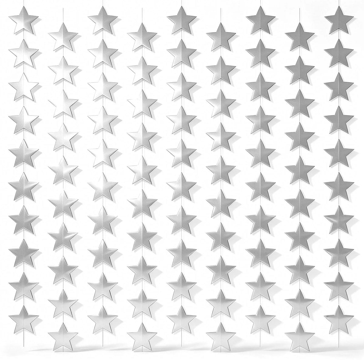 Star Garland Pendant 10/12Pcs – Silver Glitter Party Decoration