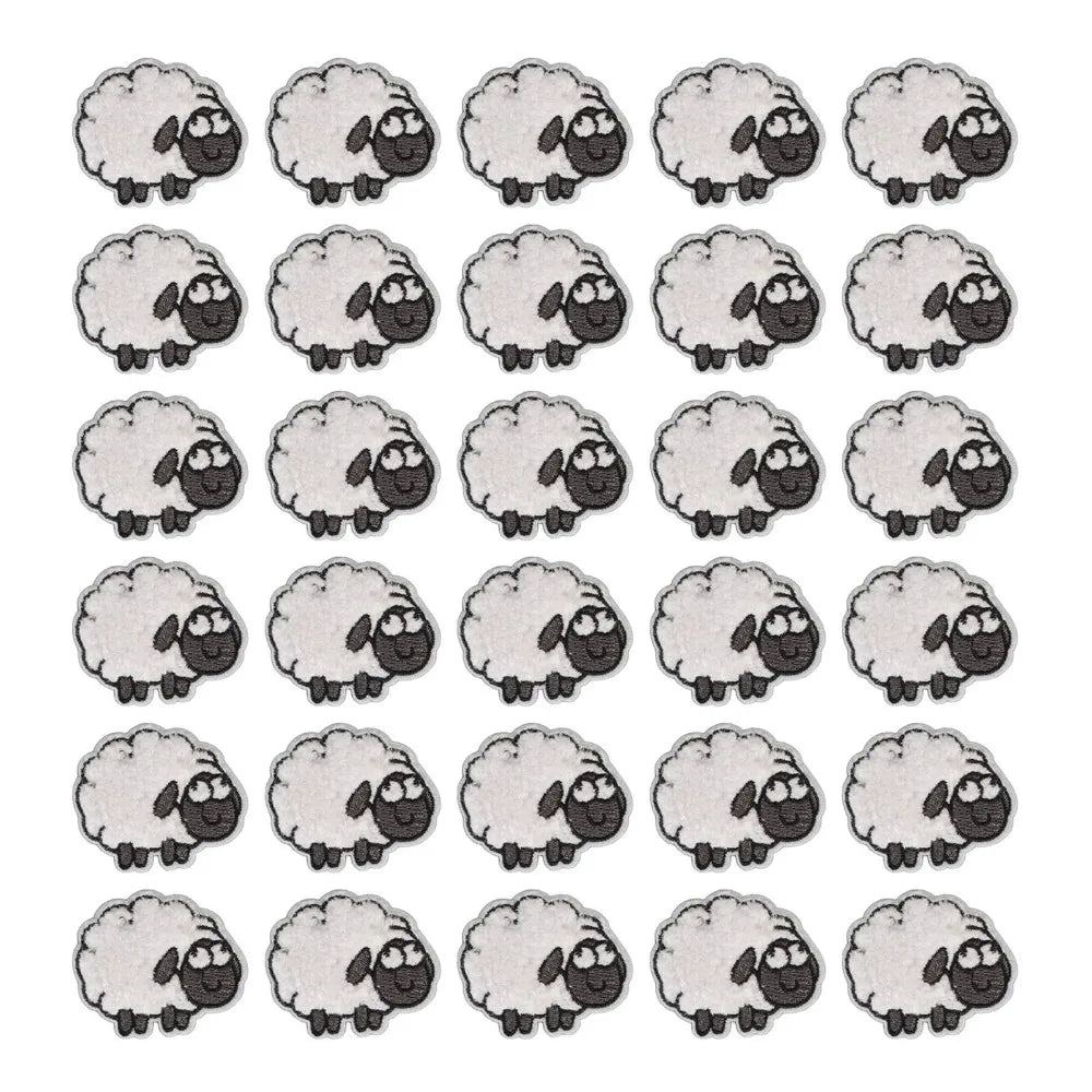 30pcs Sheep Iron-On Embroidered Patches for Jackets & DIY Crafts