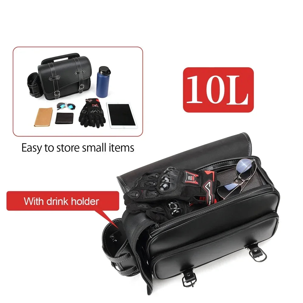 Waterproof PU Leather Motorcycle Saddlebag 10L | Honda Rebel
