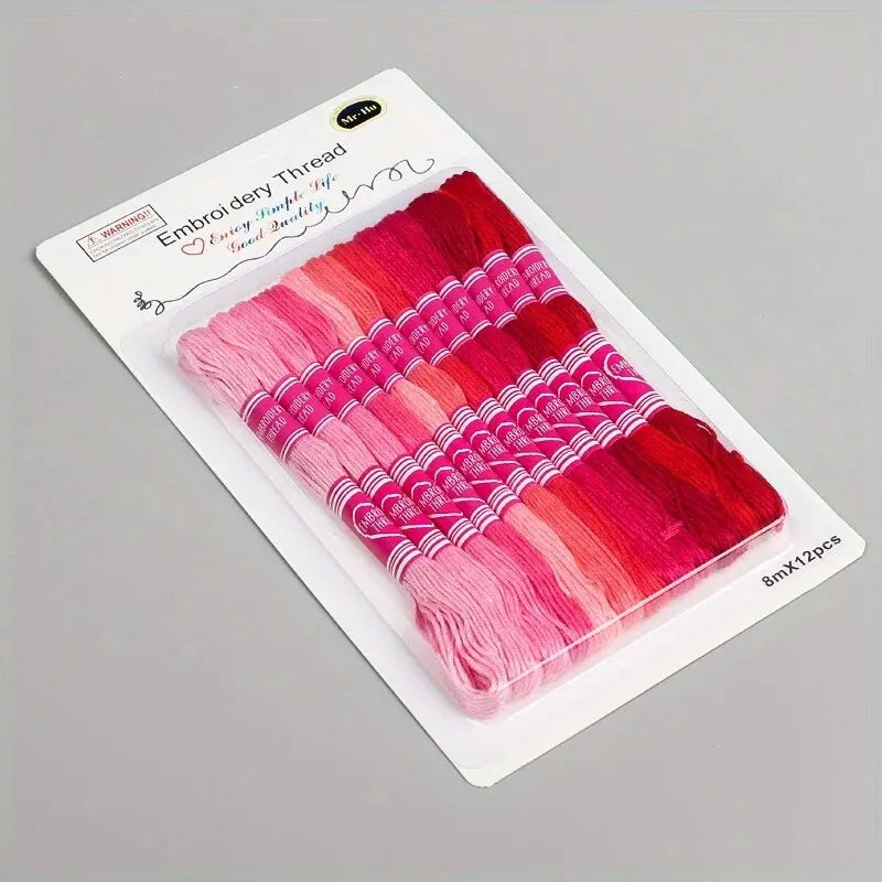 Gradient Embroidery Floss Set – 12 x 8M Polyester Cross-Stitch Thread