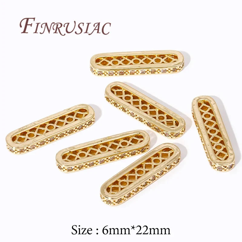 18K Gold Plated Zircon Flat Spacer Bars – DIY Jewelry Findings