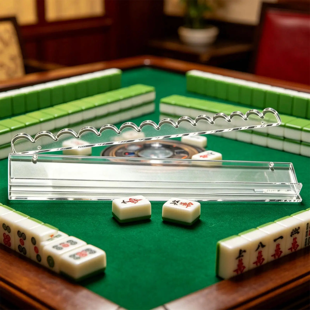 Acrylic Magnetic Mahjong Rack with Pusher – 20-Inch Game Tray