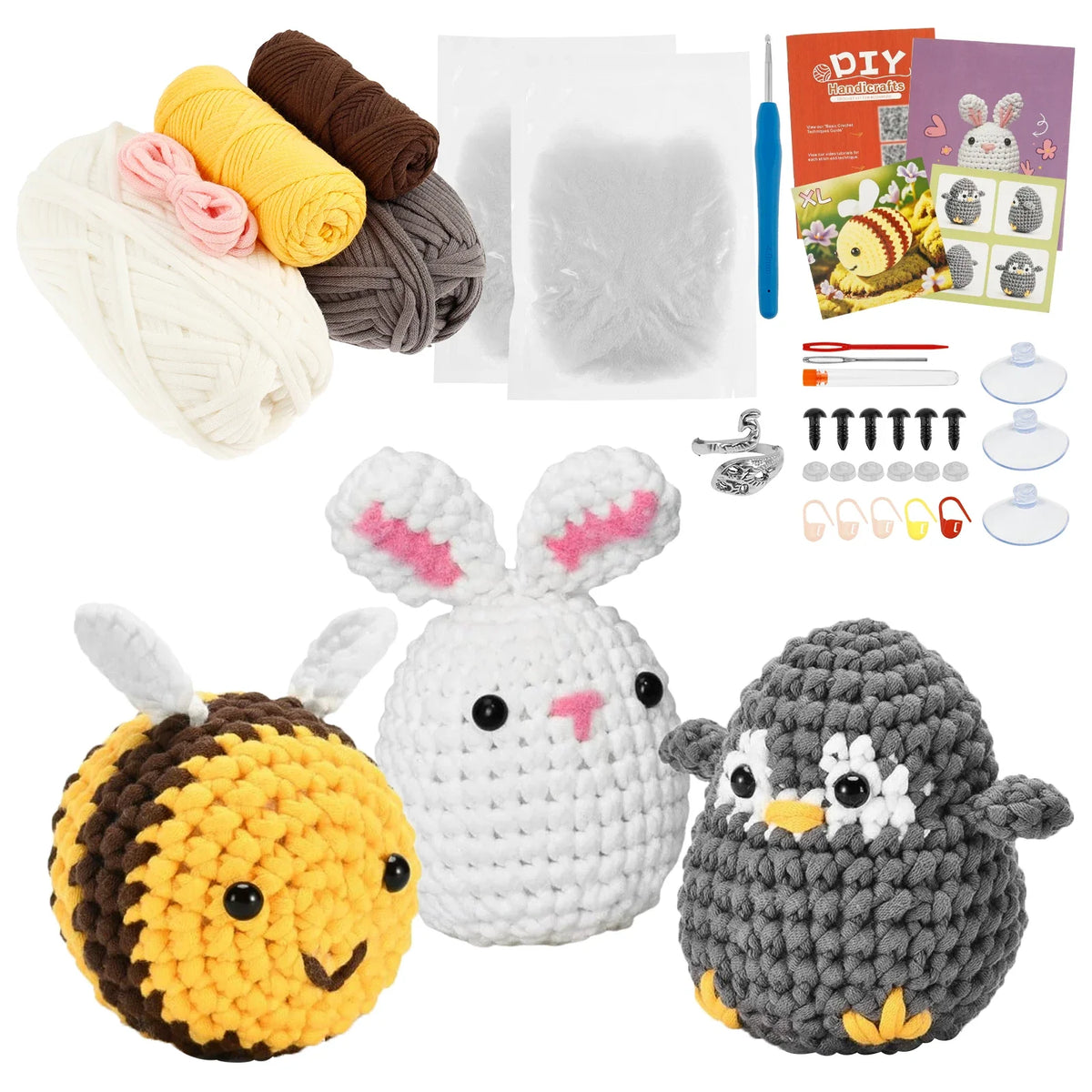 Cute Animal Crochet Kit for Beginners – DIY Wool Yarn Craft Set
