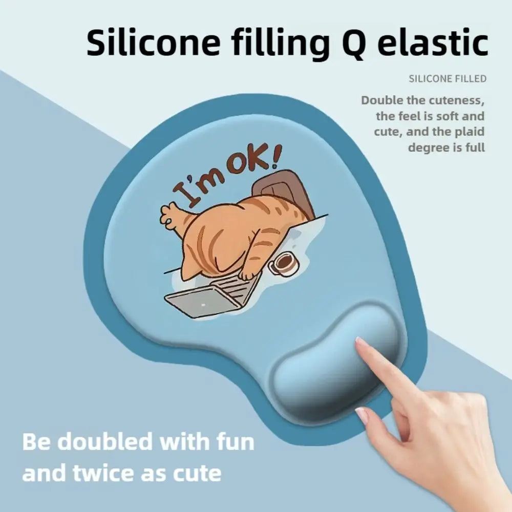 Cartoon Animal Mouse Pad with Ergonomic Silicone Wrist Rest