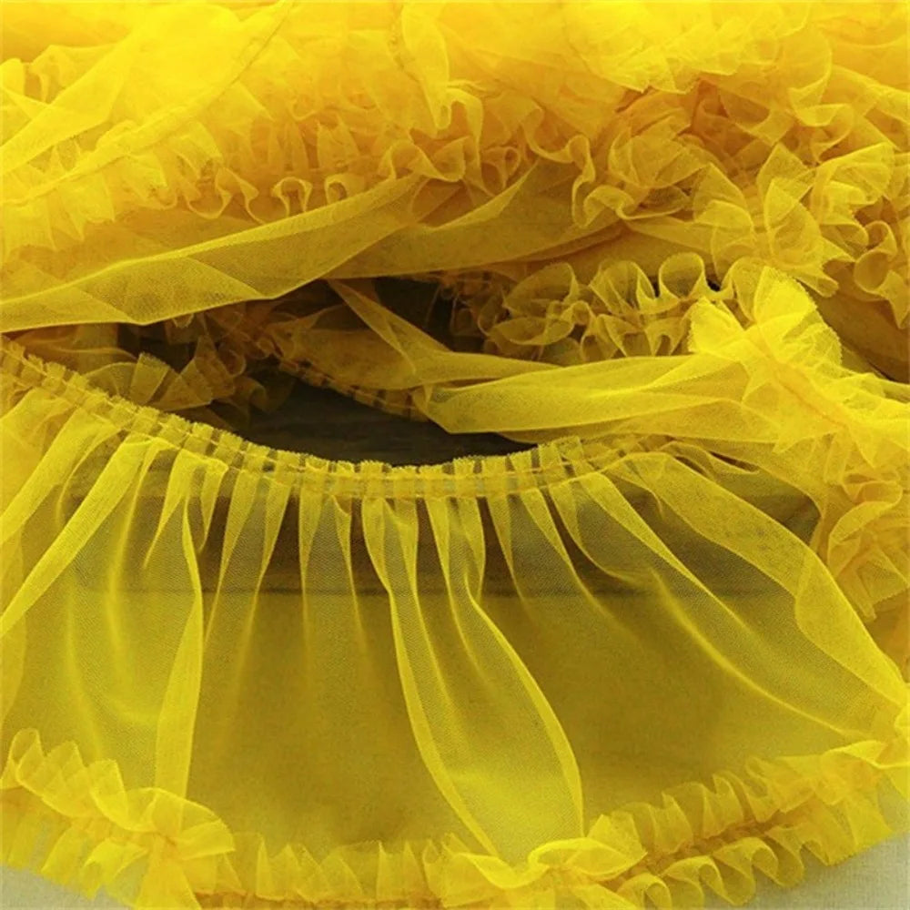 Pleated Tulle Lace Trim 15x90cm – Fluffy Mesh Ribbon for DIY