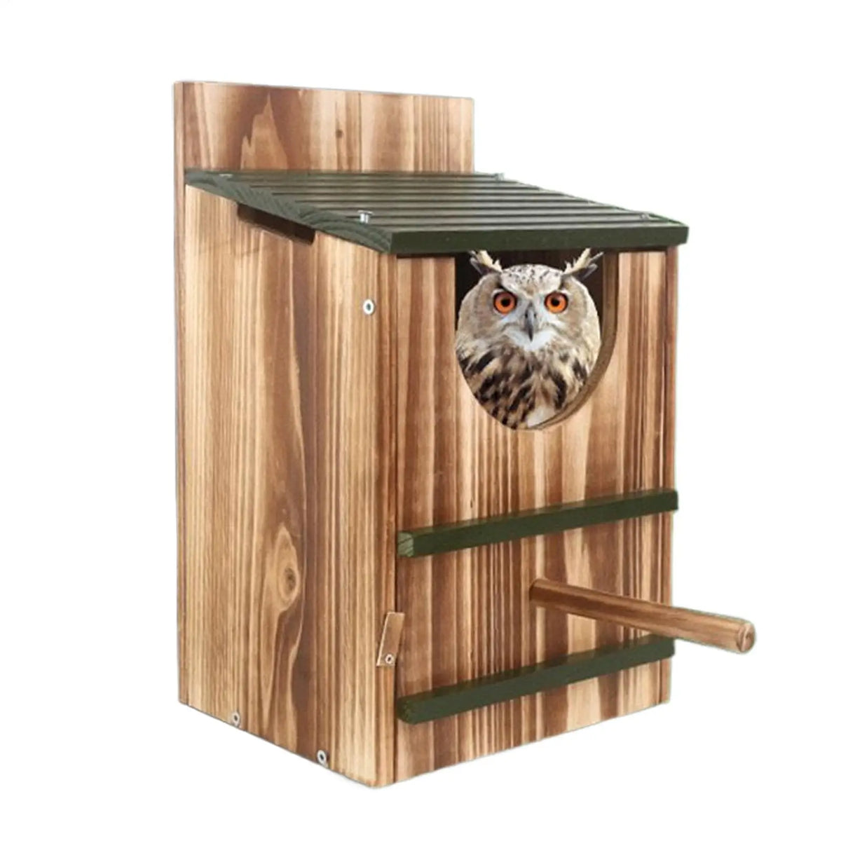 Wooden Owl Nesting Box – Waterproof Carbonized Bird House