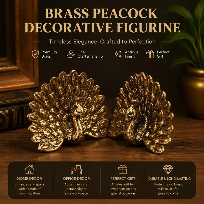 Vintage Peacock Figurine Antique Brass Statue – Home Decor
