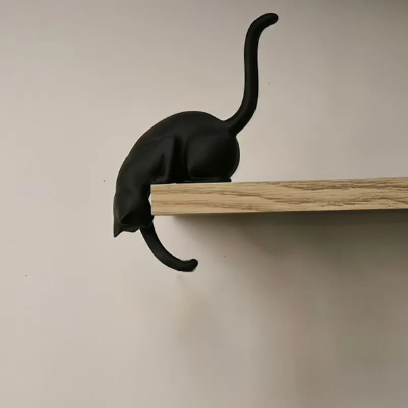 Witchy Gothic Cat Shelf Sitter Statue with Hanging Lantern