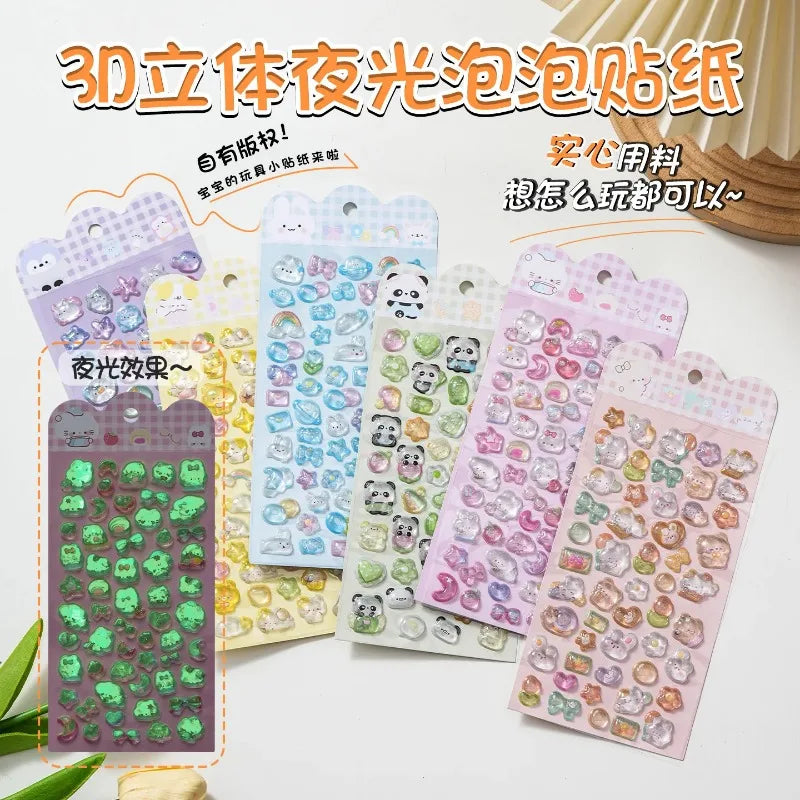 3D Embossed Cartoon Stickers – Luminous & Non-Luminous