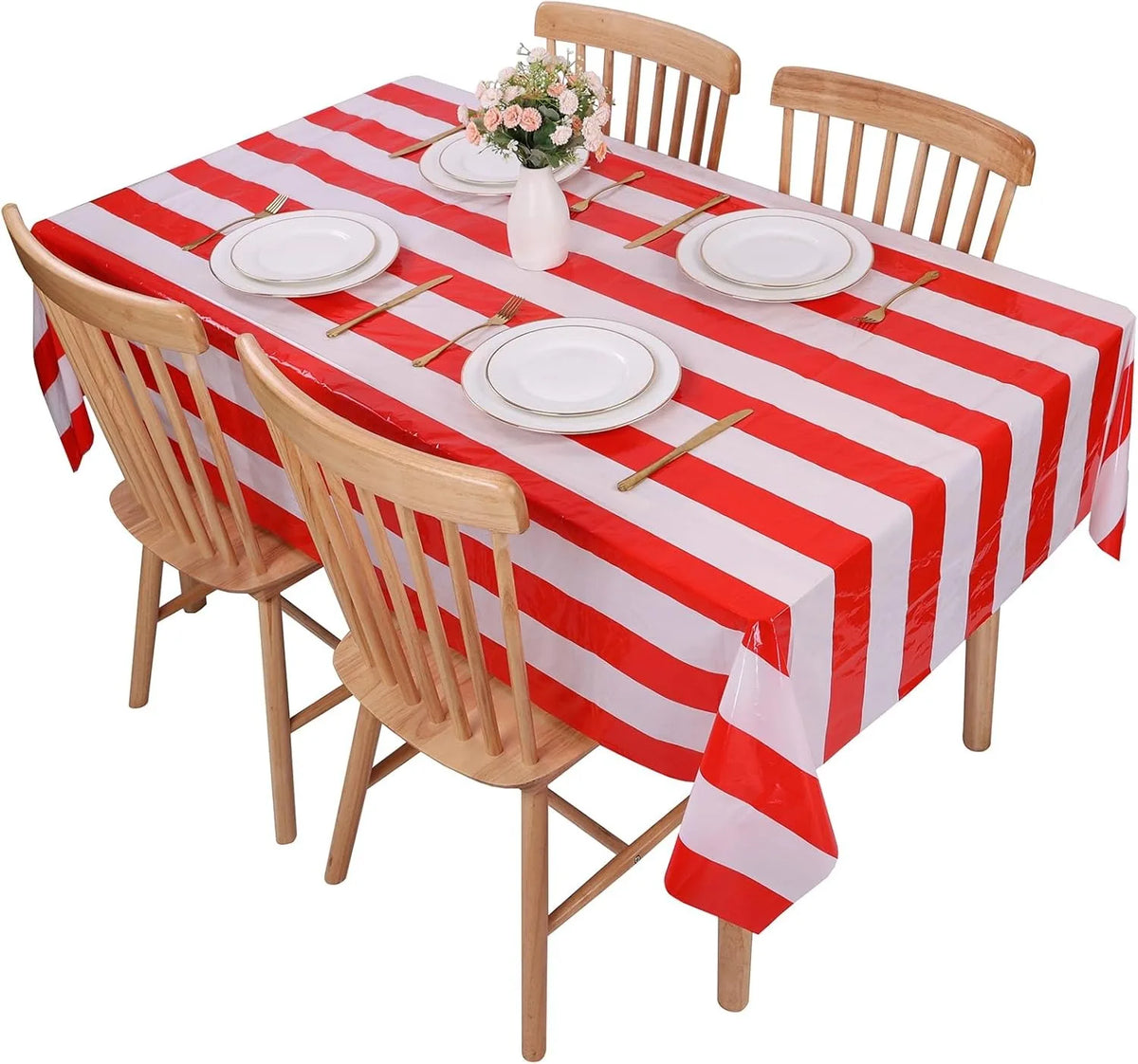 Red & White Striped Tablecloth 54x108" | Circus Carnival Party
