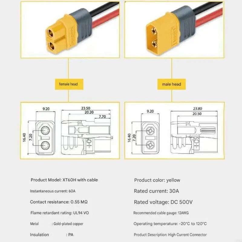 XT60 to DC7909 Solar Power Cable 14AWG – 30cm/100cm