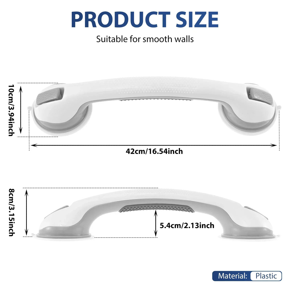 2-Pack Nonslip Shower Grab Bars – Removable Bathtub Handle