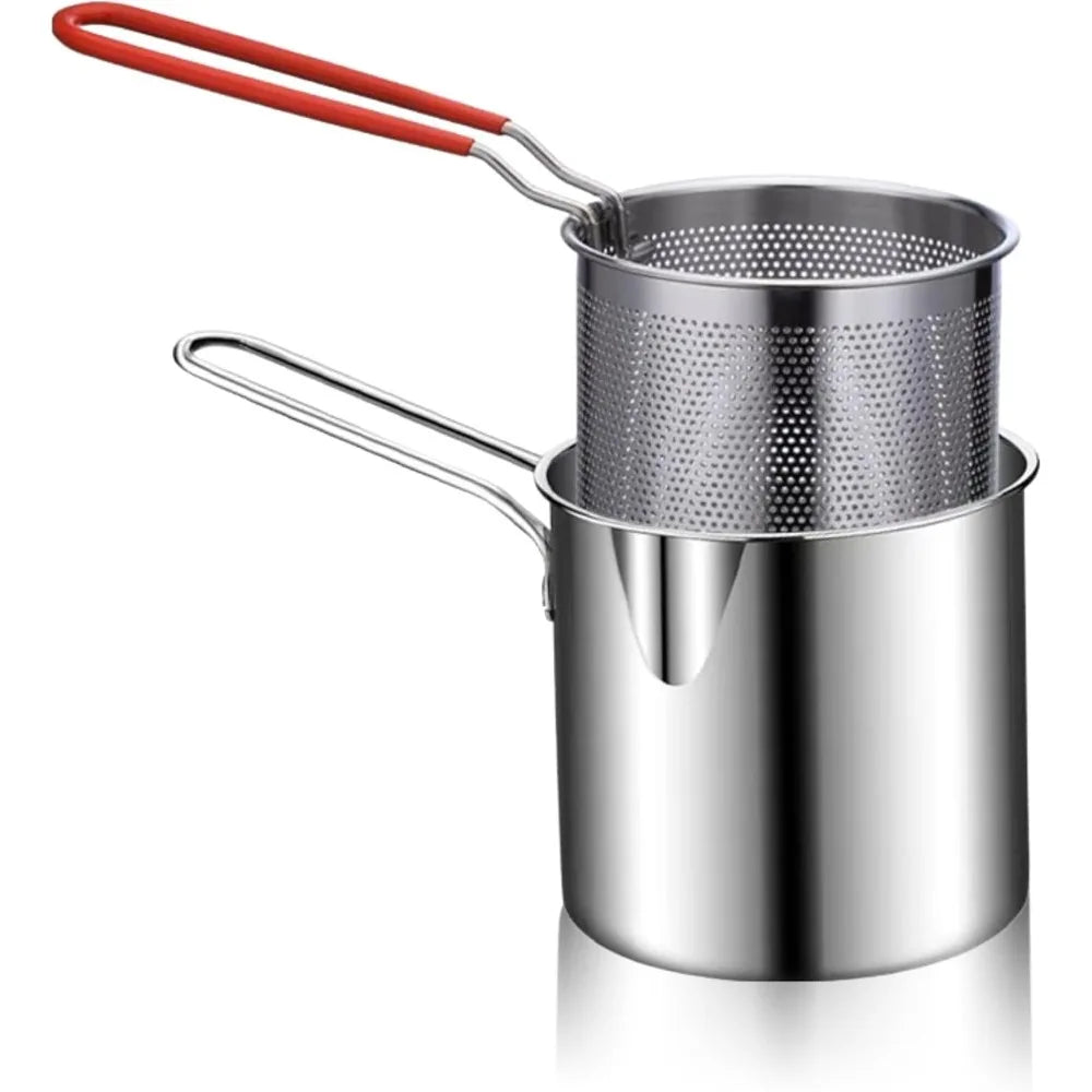 Mini Deep Fryer Pot with Basket – 304 Stainless Steel