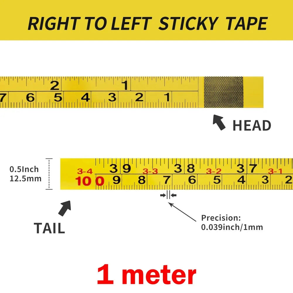 Self-Adhesive Steel Measuring Tape – Imperial & Metric, 1–5M