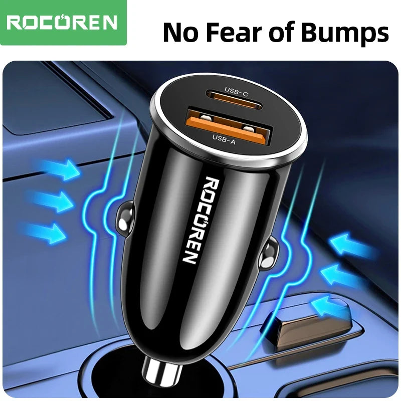 Rocoren 36W USB-C PD & QC 3.0 Dual-Port Car Charger
