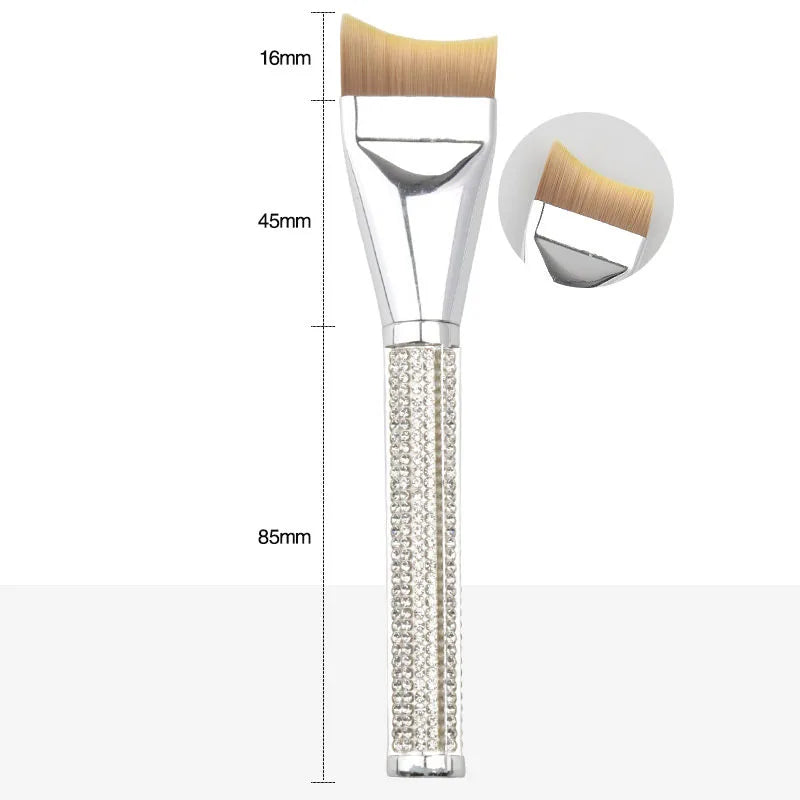 Ultra Thin Crescent Foundation Brush | Rhinestone Handle