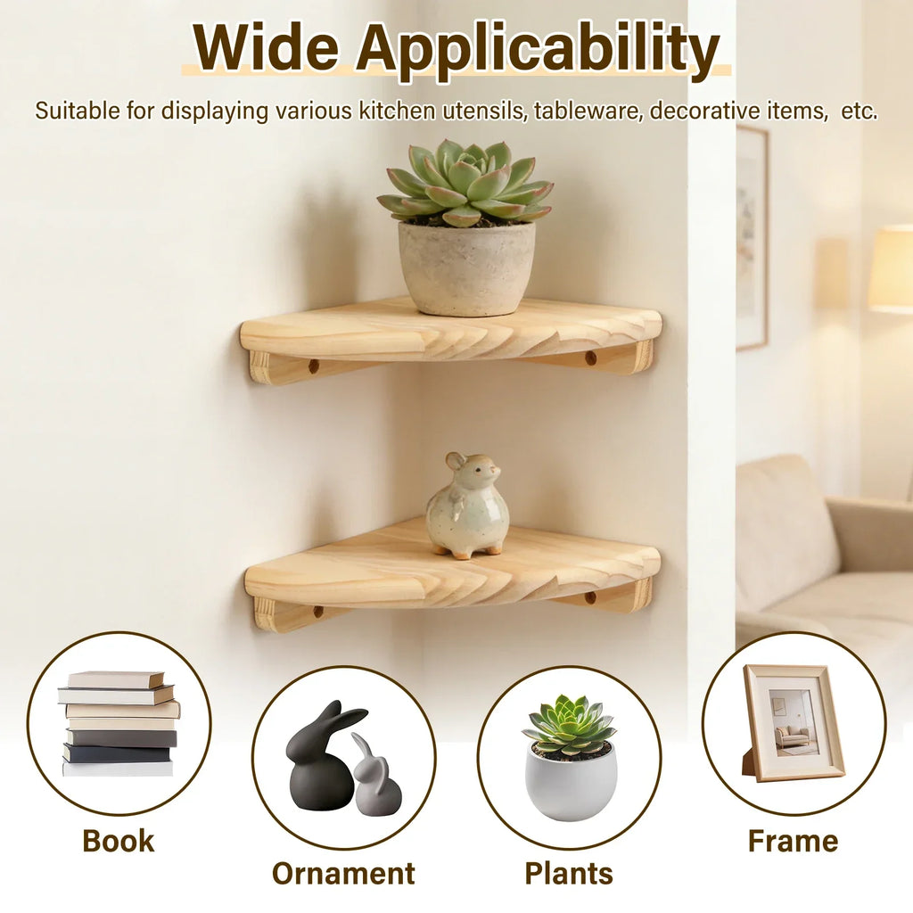 Wooden Scalloped Corner Floating Shelf – 2 or 4 Pack