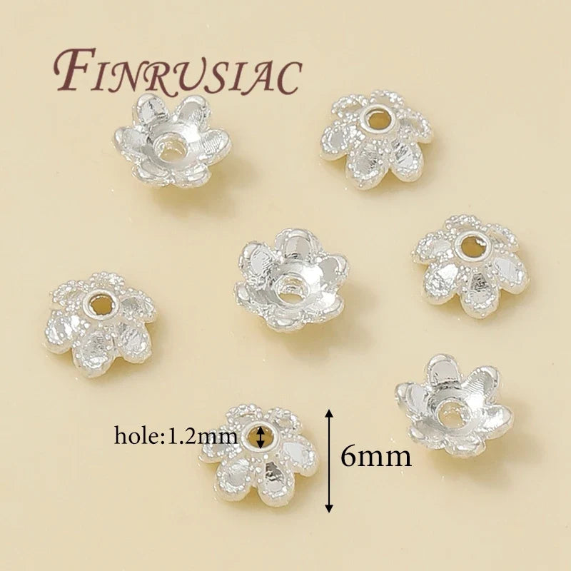 Silver Plated Flower Bead Caps for DIY Jewelry – 50/100 Pcs