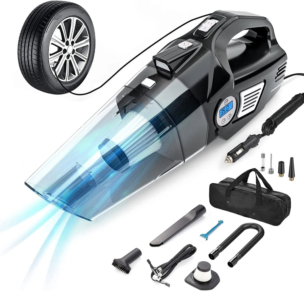 4-in-1 Portable Car Vacuum & Tyre Inflator | 6000mAh