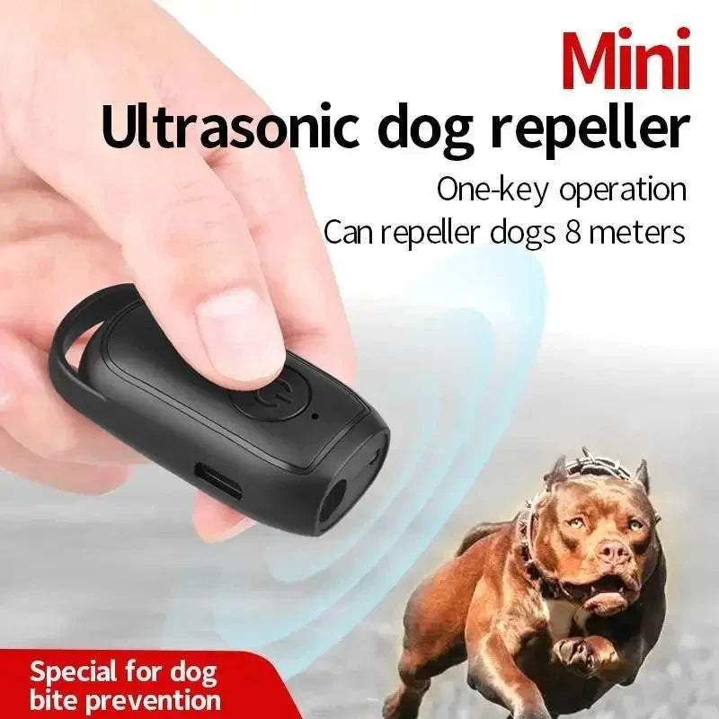 Ultrasonic Dog Bark Deterrent | USB Rechargeable + LED Light