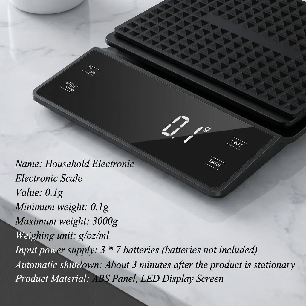 Digital Coffee Scale 3kg/0.1g with Timer & LCD Display