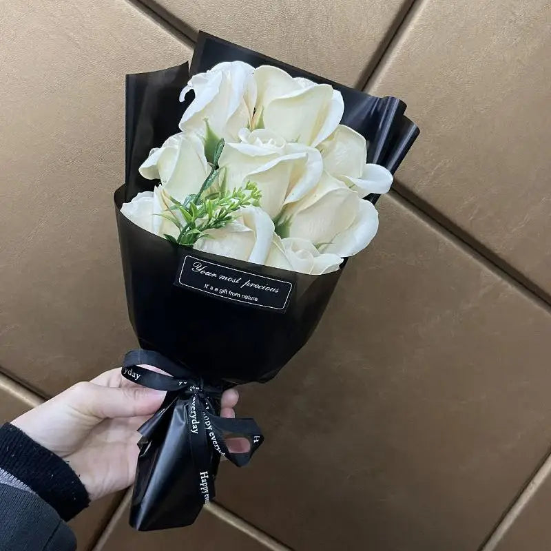 9-Head Soap Rose Bouquet – Artificial Flowers for Home & Gifts