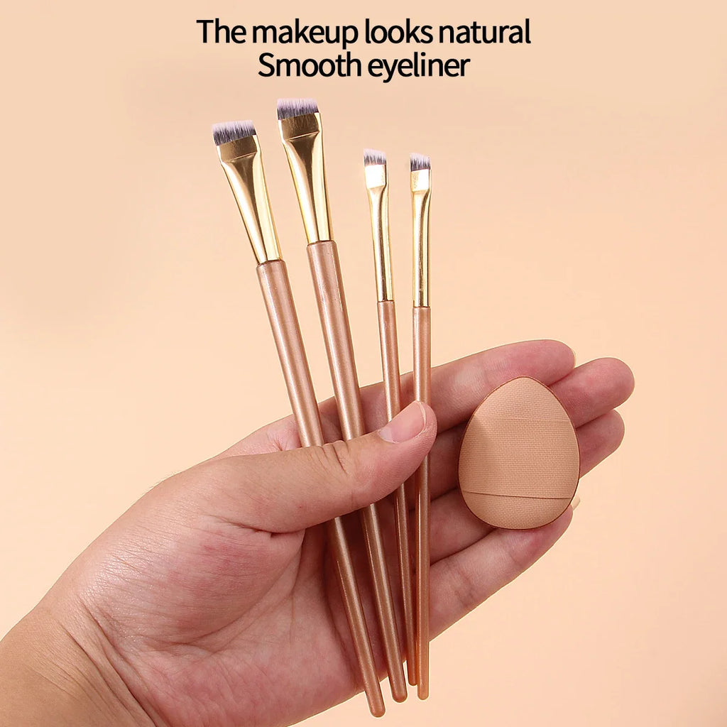 Nixie 5-Pc Makeup Brush Set – Eyeliner, Eyebrow & Puff