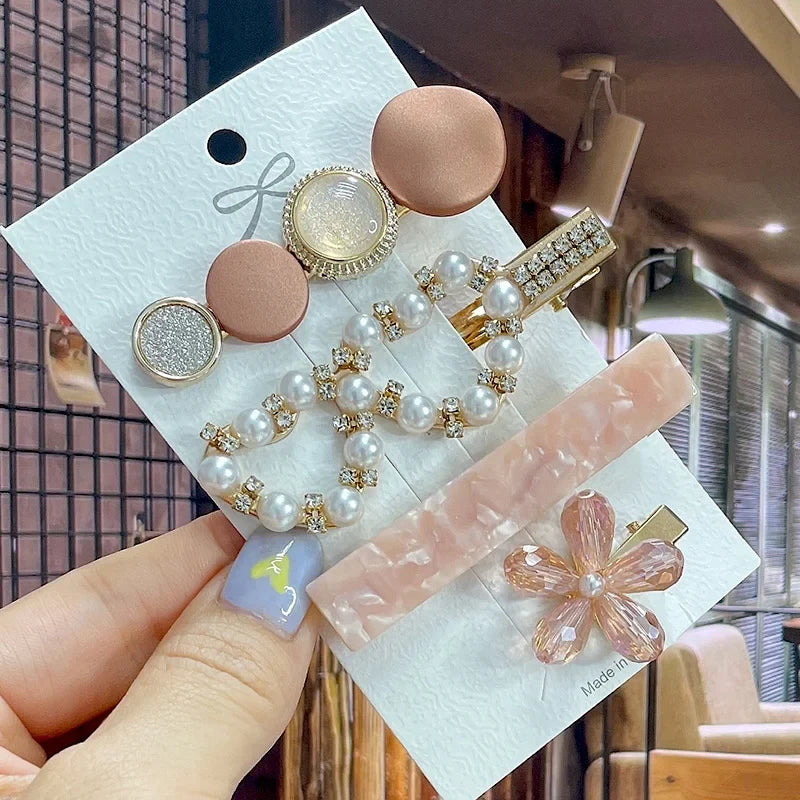 Pearl Hair Clip – Rhinestone Flower Barrette for Women & Girls