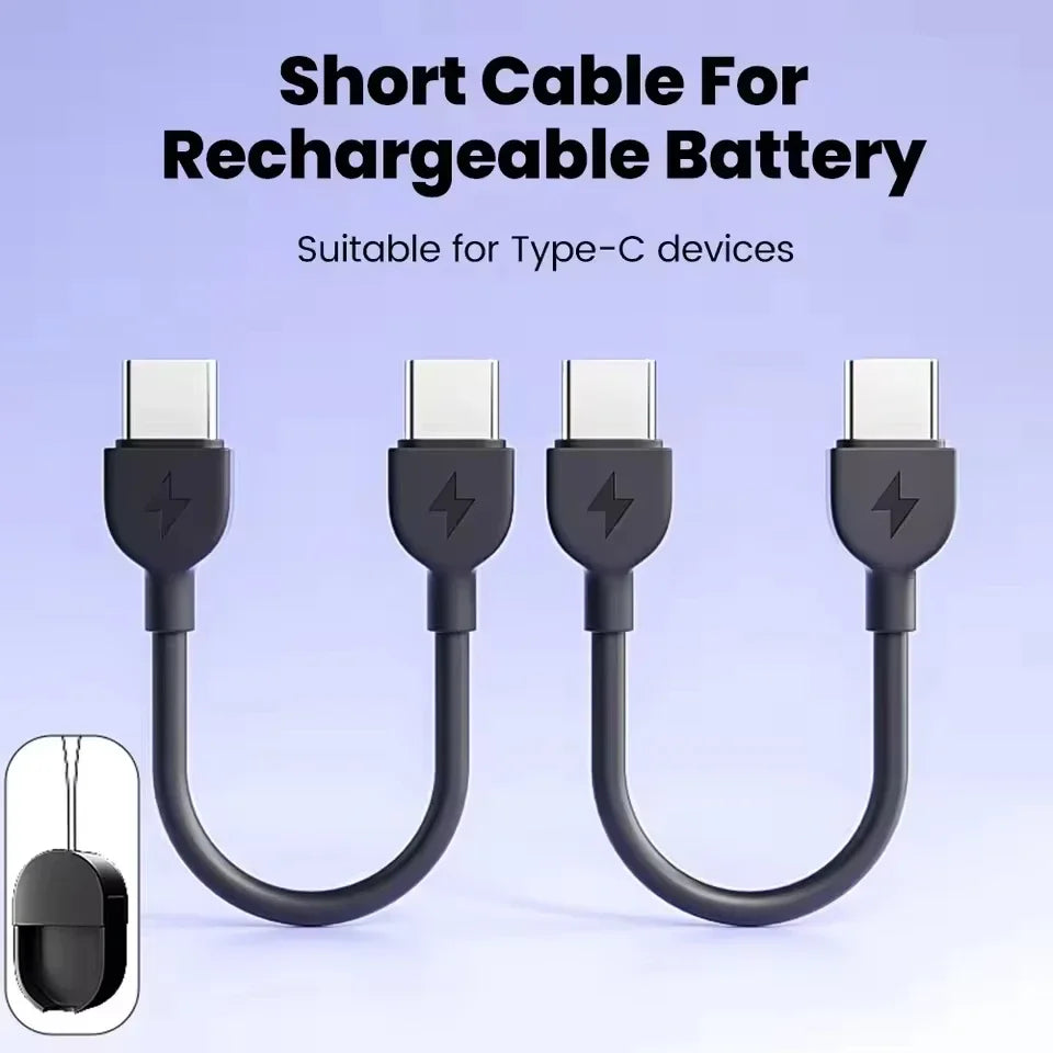 17cm USB-C Keychain Cable – PD 60W Fast Charging, 3A