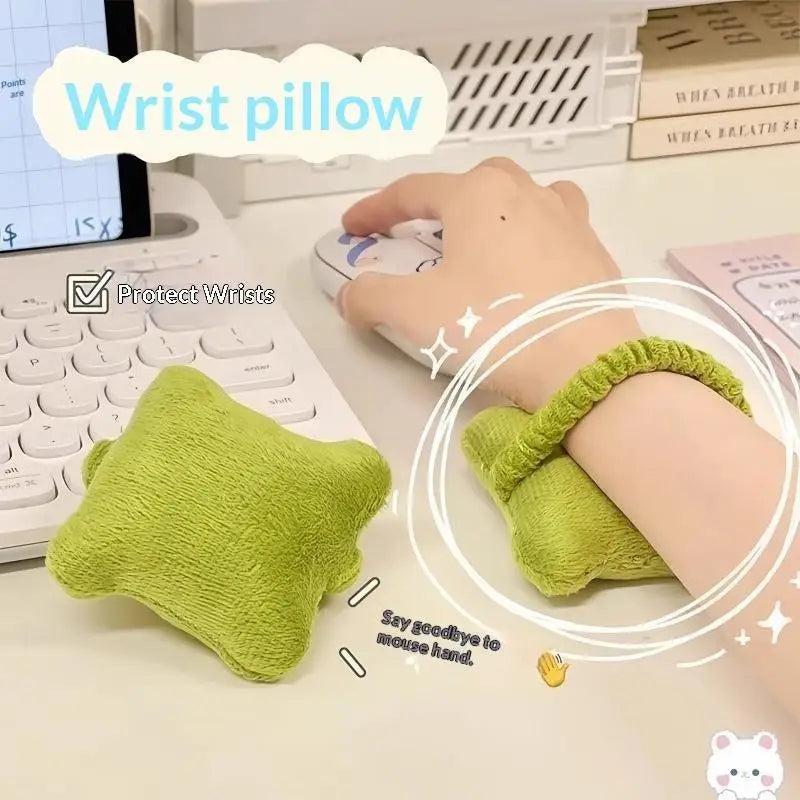 Soft Plush Wrist Support Cushion with Elastic Strap for Typing