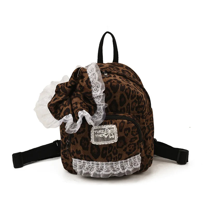 Leopard Print Flannel Backpack – Preppy Women's Commuter Bag