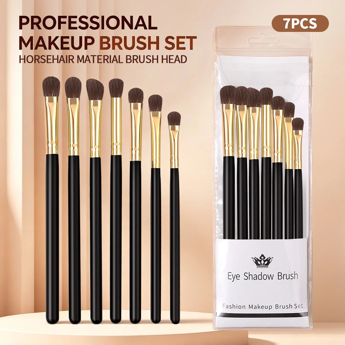 7-Piece Horse Hair Eyeshadow Brush Set – Blending & Shading