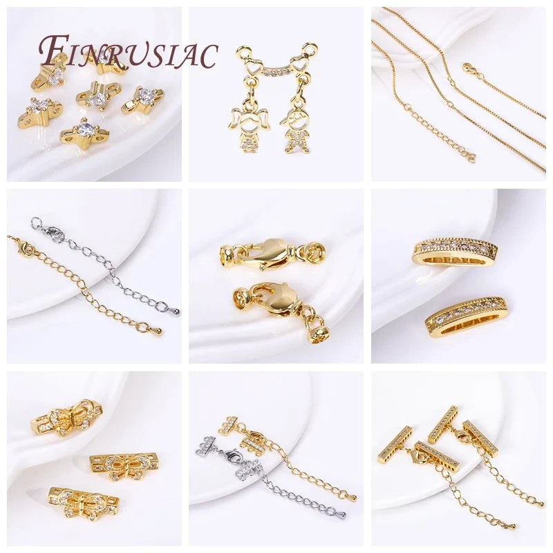 18K Gold Plated Oval Bead Spacers with Zircon | 2 & 3 Hole