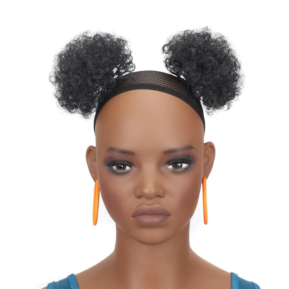 2-Pack Afro Puff Hair Buns – Kinky Curly Donut Chignon for Girls