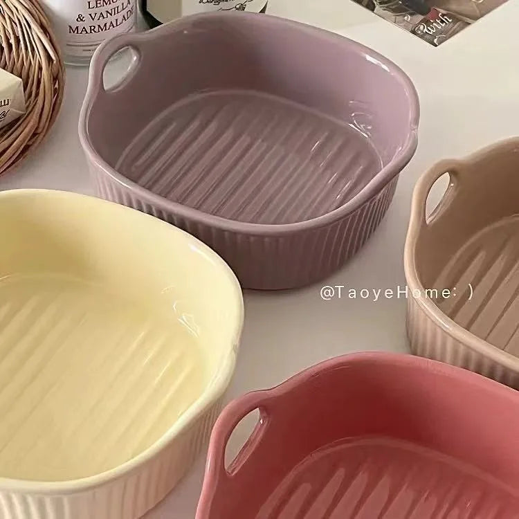 Ceramic Air Fryer Baking Bowl – Heat-Resistant Square Dish