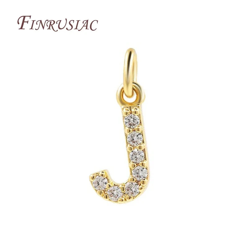 18K Gold Plated Zircon Letter Pendants A-Z Alphabet Charms