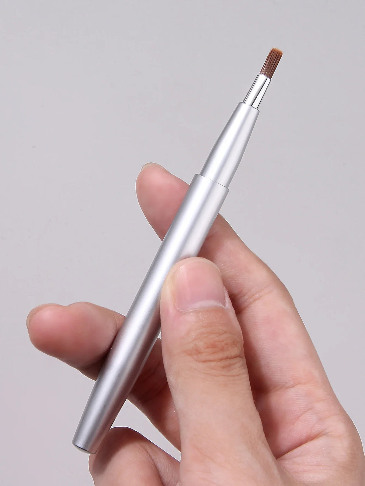 3-Pack Retractable Lip Brush Set | Silver Metal Travel Makeup