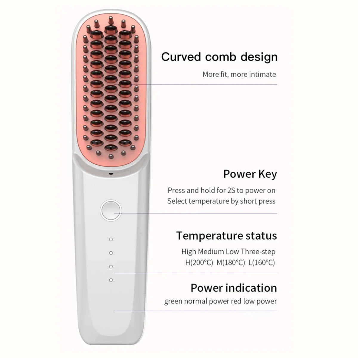 Wireless Ionic Hair Straightener Brush | USB Rechargeable 35W