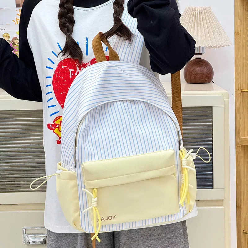 Korean Striped Polka Dot Nylon Backpack for Women | Nixie