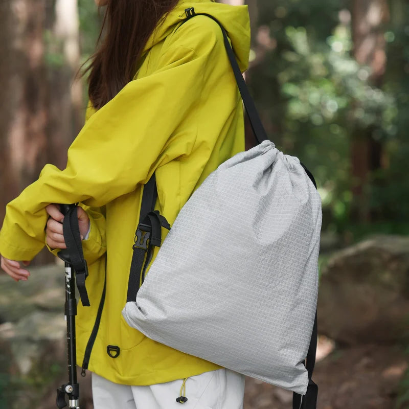 Plaid Drawstring Backpack – Lightweight Unisex School & Hiking Bag
