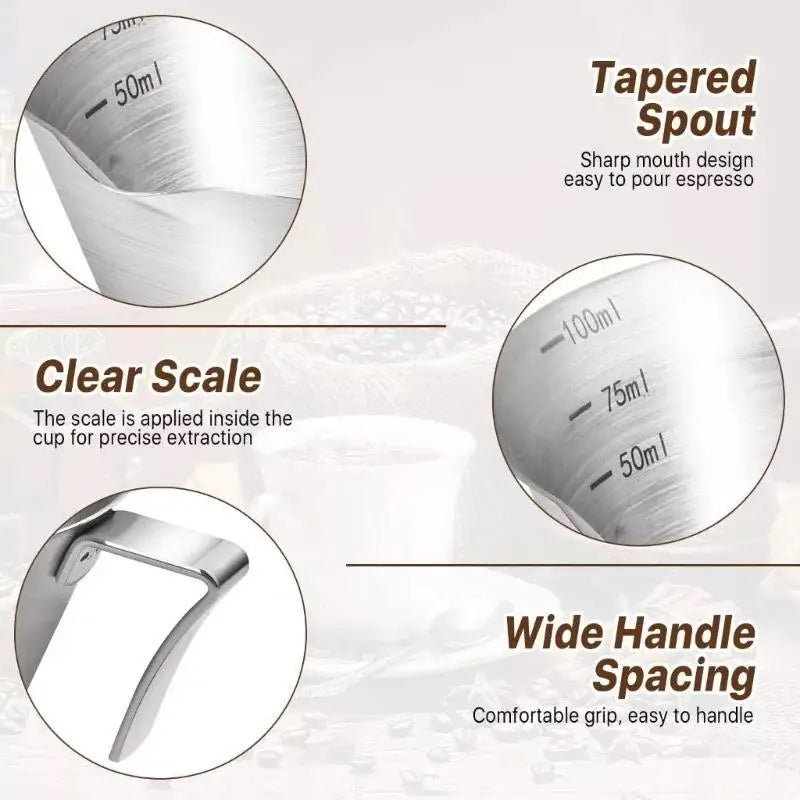 304 Stainless Steel Espresso Measuring Cup with Scale Mark