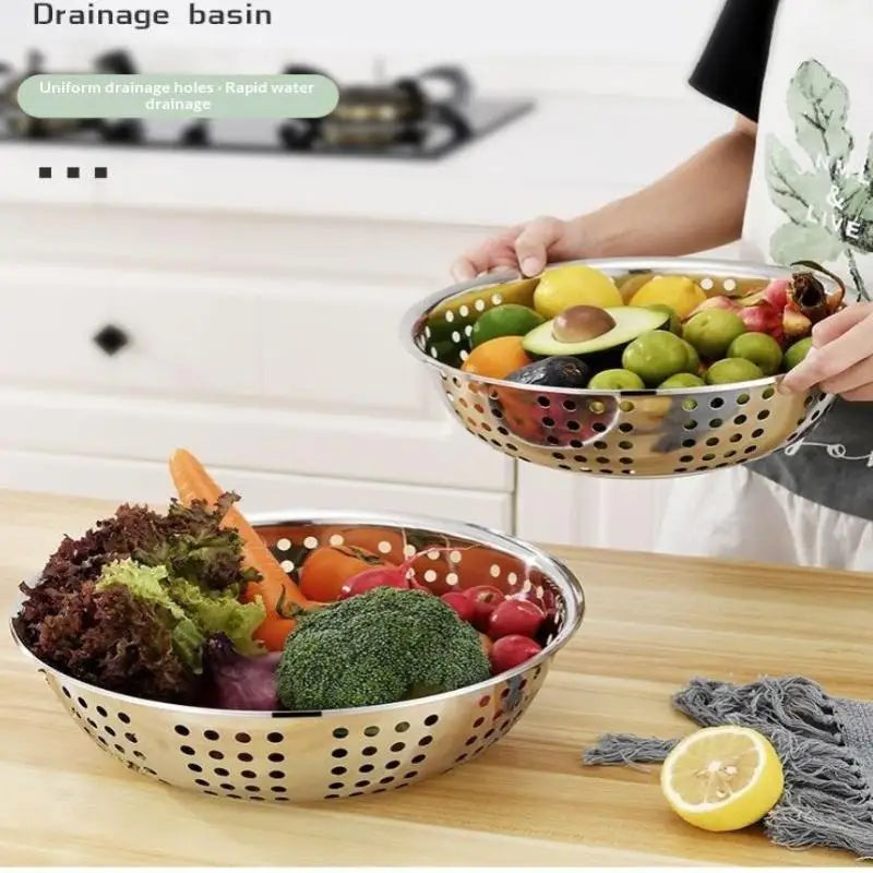 Stainless Steel Colander Rice Sieve Strainer Drain Basin