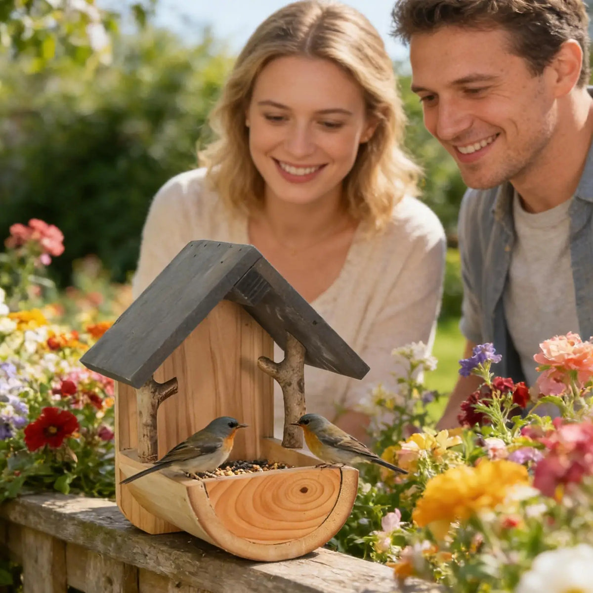 Weatherproof Wooden Wall Mount Bird Feeder | Outdoor Station