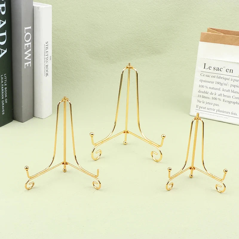 Gold Iron Display Stand Easel for Photos, Plates & Books