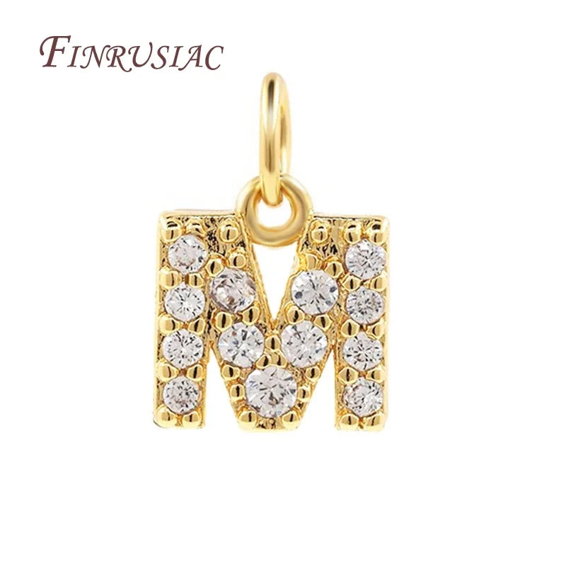 18K Gold Plated Zircon Letter Pendants A-Z Alphabet Charms